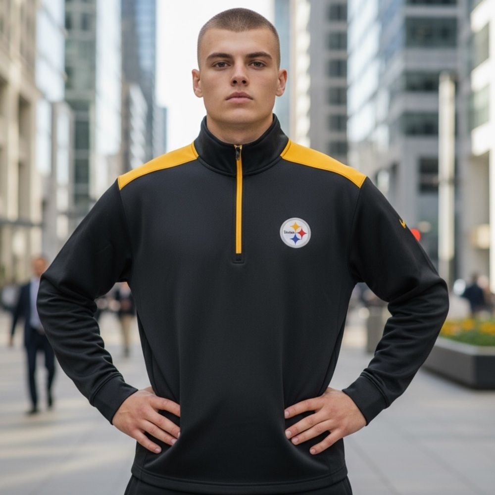 NFL Team official apparel Pittsburgh Steelers quarter zip pullover sweatshirt XL